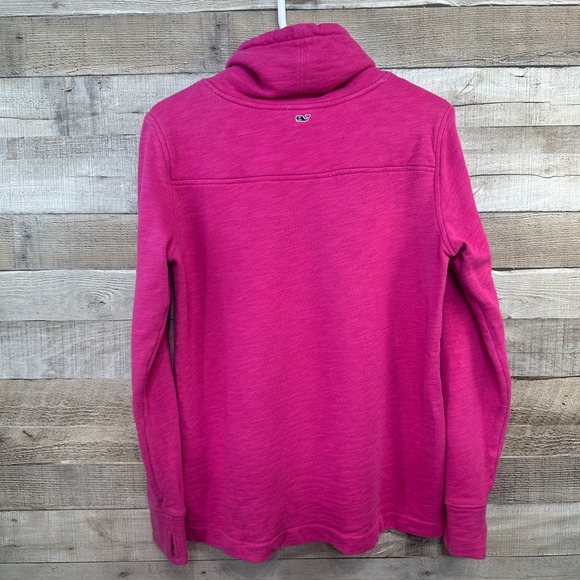 Vineyard Vines Womens XS Hot Pink Slub Funnel Neck Pullover Cotton Sweatshirt - Picture 4 of 7